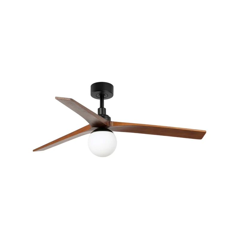 Klim Ceiling Fan Matt Black/Dark Walnut / Medium / With Light