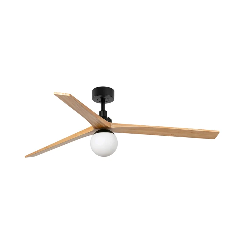Klim Ceiling Fan Matt Black/Pine / Large / With Light