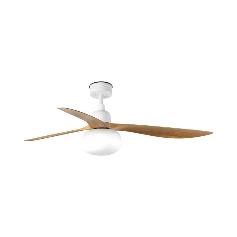 Outwood Ceiling Fan Matt White / Oak / With Light