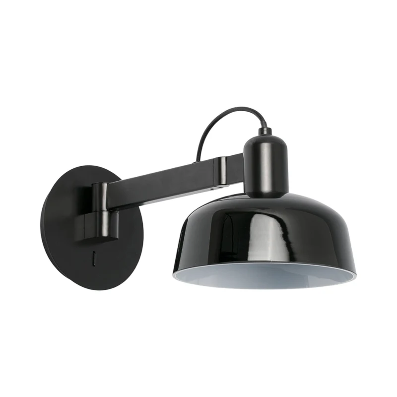 Tatawin Arm Wall Light Gloss Black / Glass