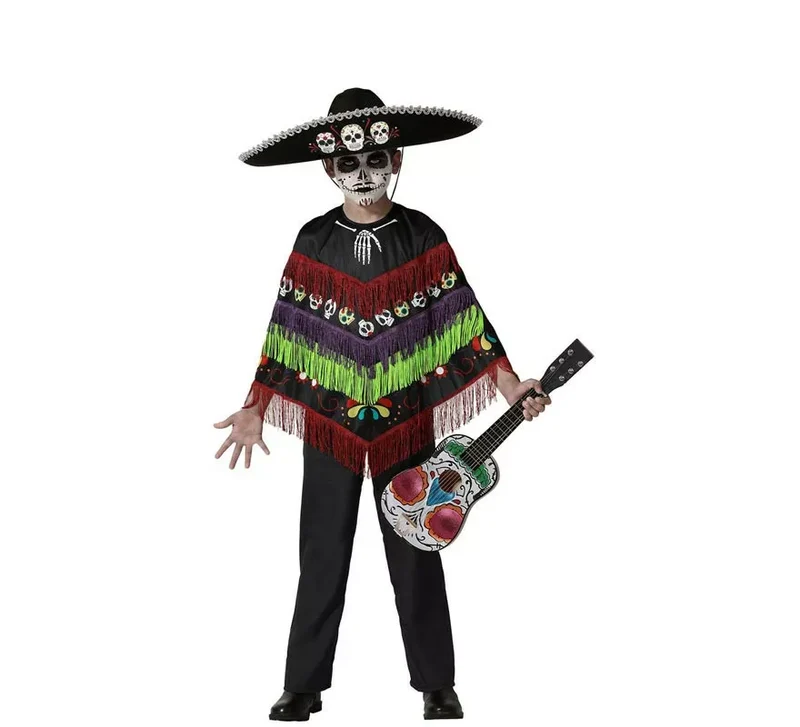 Disfraz o Poncho de Esqueleto Divertido para niño 5-6A