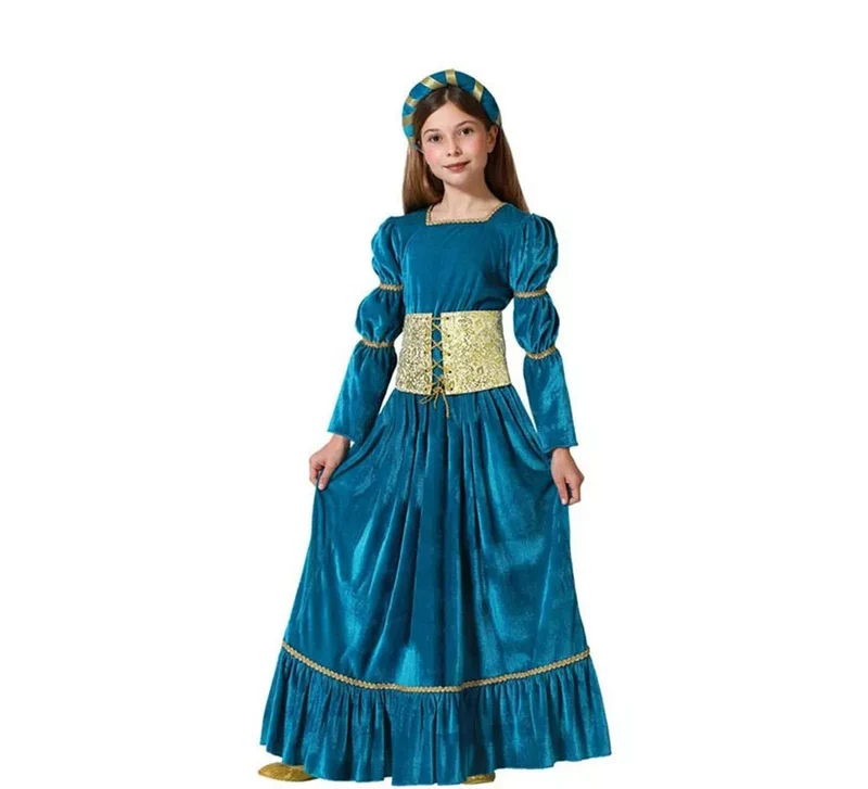 Disfraz de Reina Medieval azul para niña 3-4A
