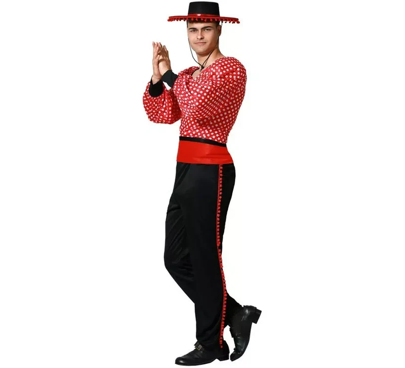 Disfraz de Flamenco rojo y negro para hombre XXL