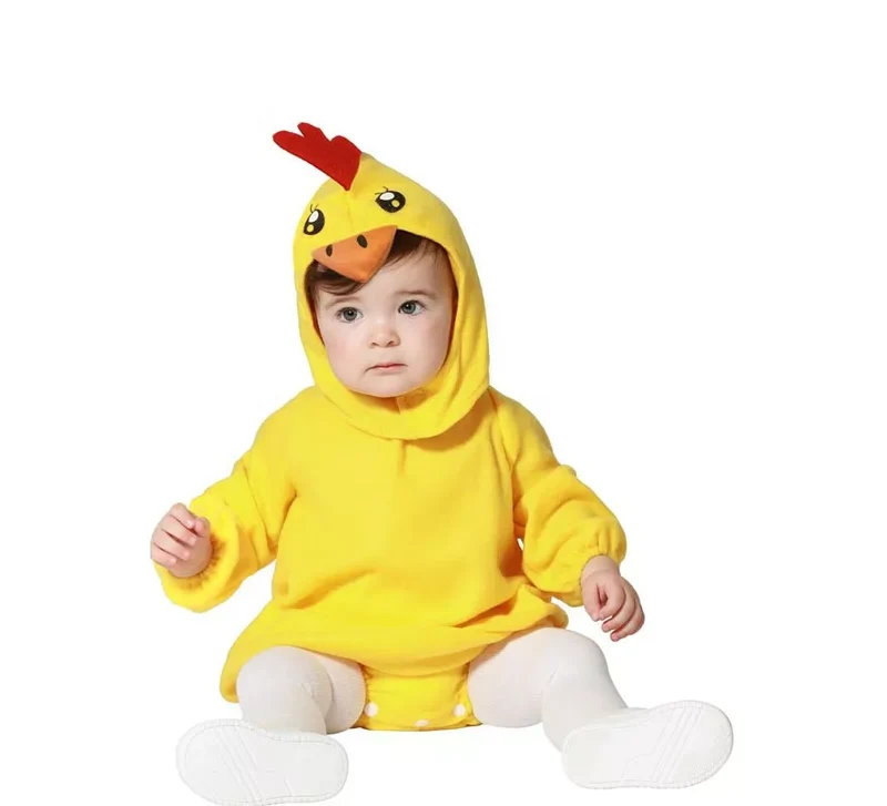 Disfraz de Pollo amarillo con capucha para bebé 12-24M