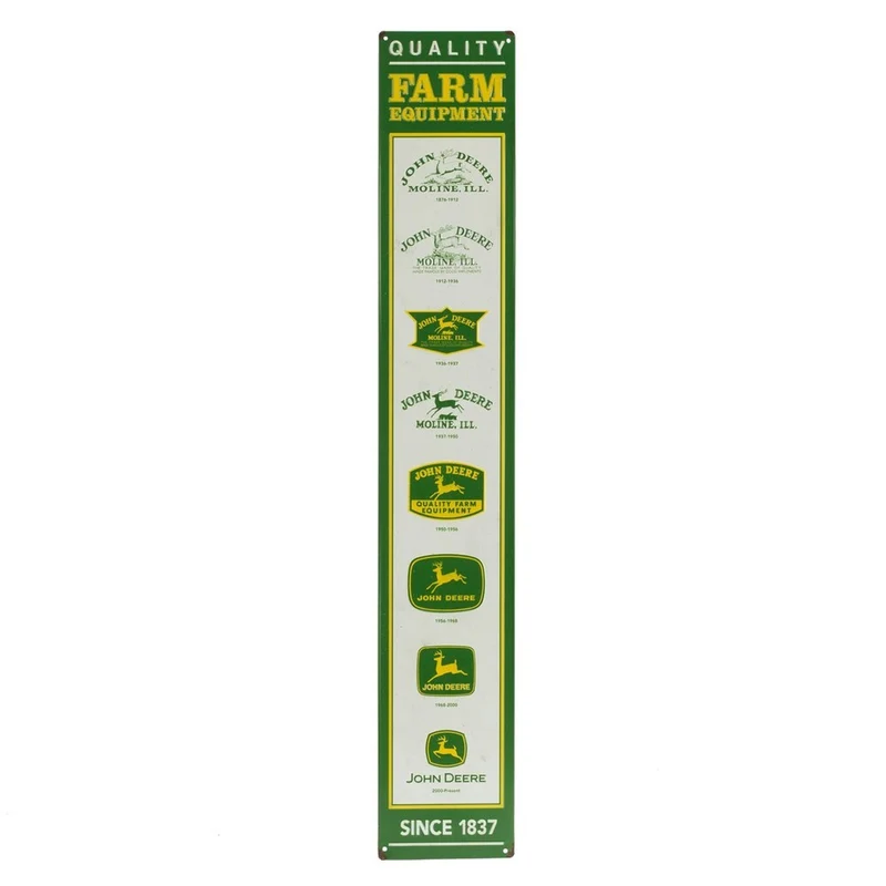 John Deere Quality Farm Equipment Since 1837 Vertical Logo Embossed Metal Sign 12.7cm W x 76.2cm H (90158866-S)