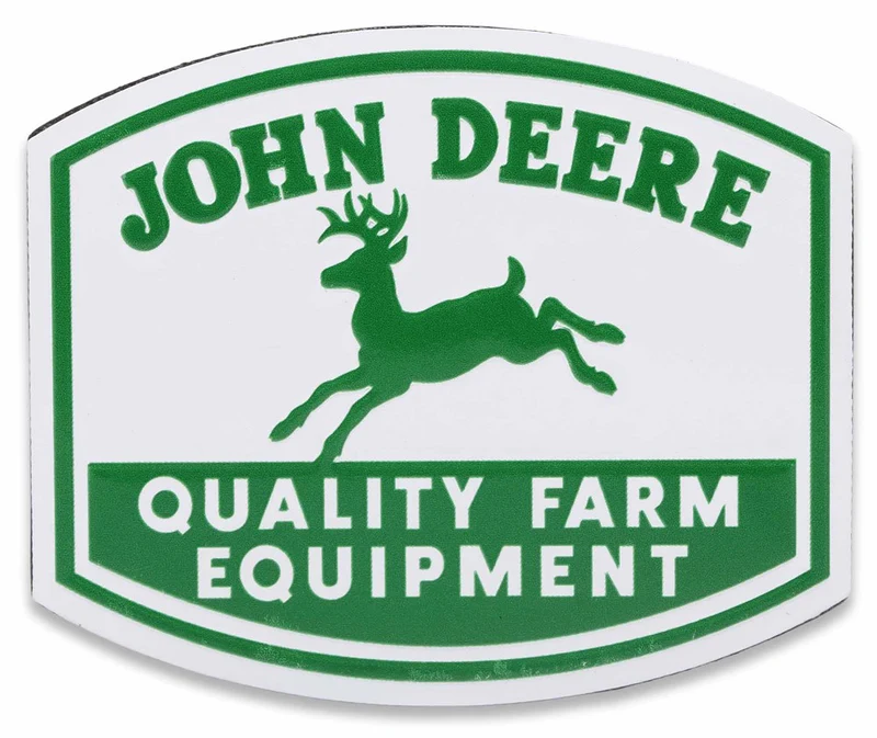 John Deere JD Quality Farm Equipment Embossed Metal Magnet 7.6cm W x 5cm H (90169443)