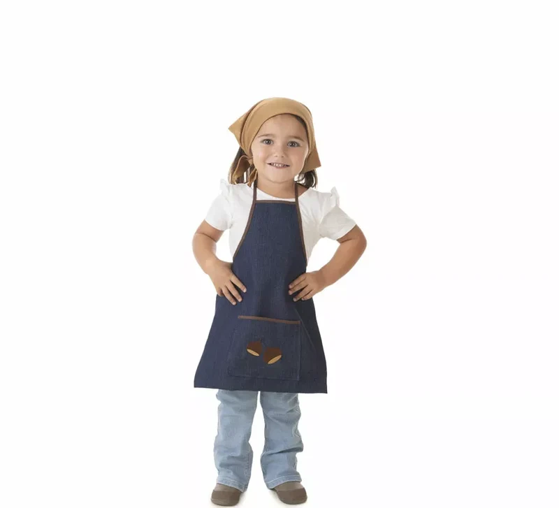 Kit o Disfraz de Castañera Jeans para bebé: Delantal y Pañuelo 1-2A