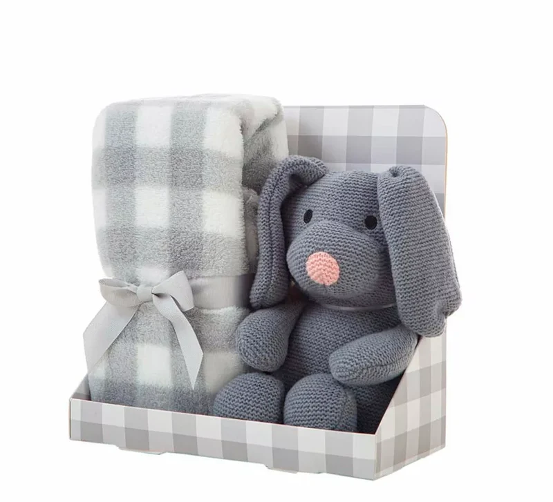 Pack Manta de 90x75 cm y Perro de Peluche gris de 26 cm Sin talla