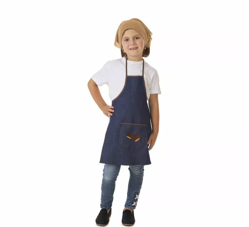 Kit o Disfraz de Castañera Jeans para niña: Delantal y Pañuelo 3-5A