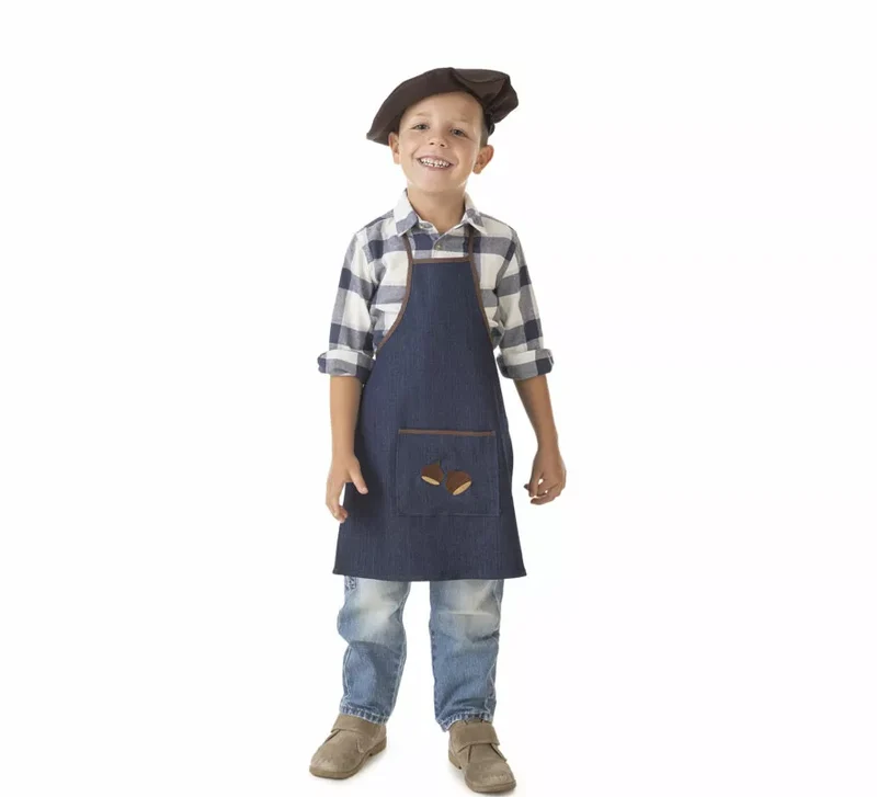 Kit o Disfraz de Castañero Jeans para niño: Delantal y Boina 3-5A