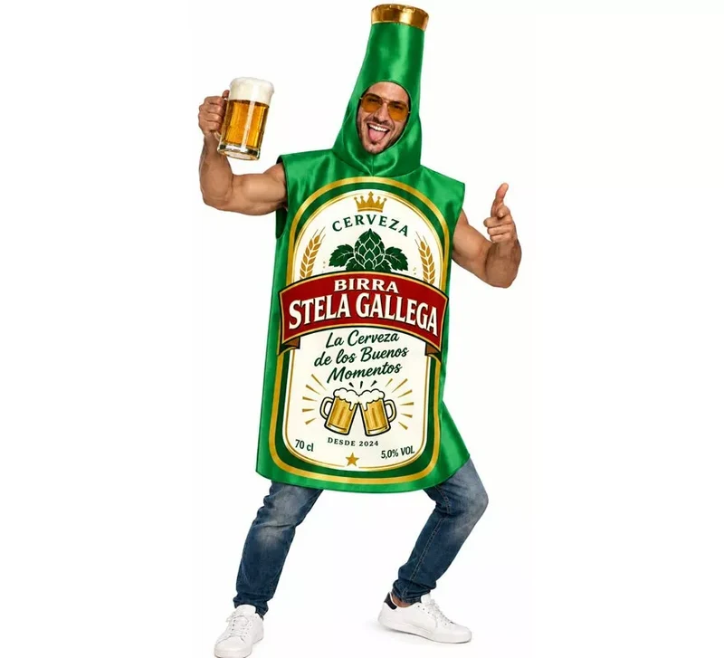 Disfraz de Botellín de Cerveza verde para adultos L