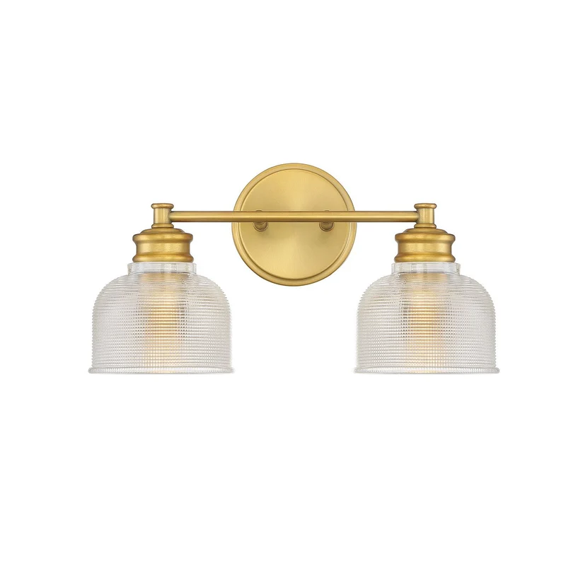 Meridian Two Light Bathroom Vanity Light Natural Brass