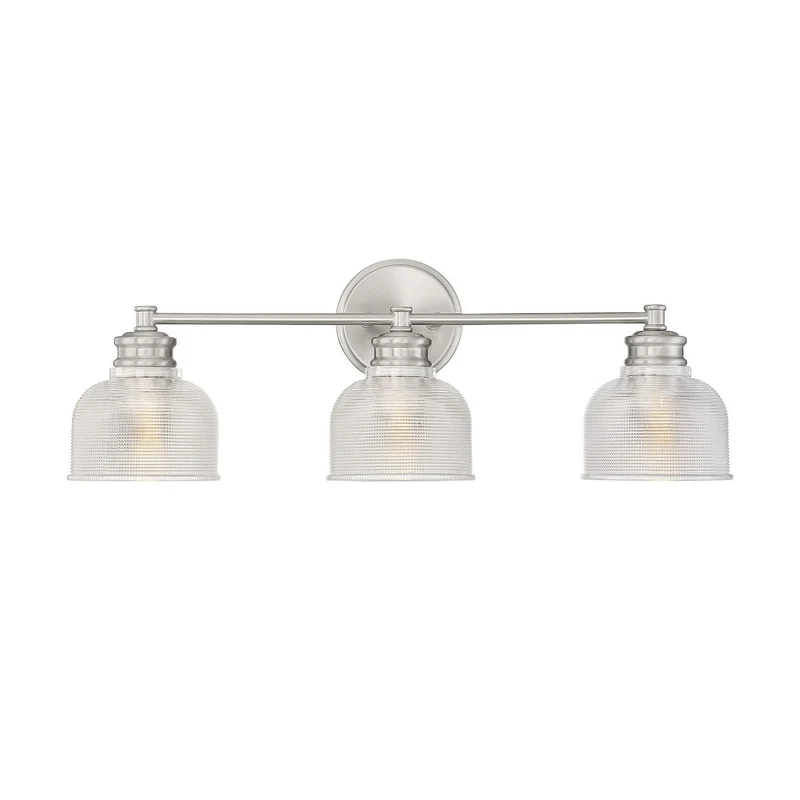 Meridian Three Light Bathroom Vanity Light Brushed Nickel