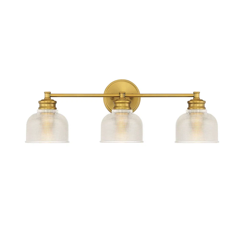 Meridian Three Light Bathroom Vanity Light Natural Brass