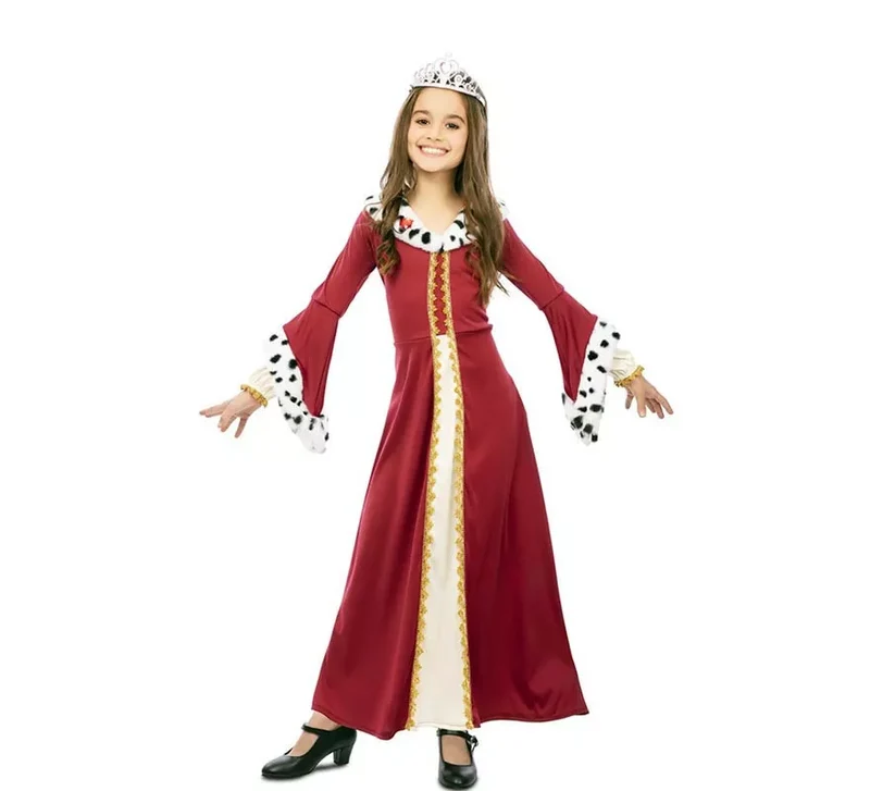Disfraz de Reina Medieval con estampado deluxe para niña 5-6A