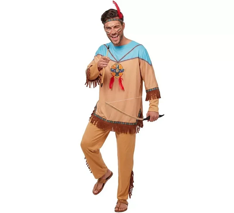Disfraz de Indio Apache con tocado para hombre M-L