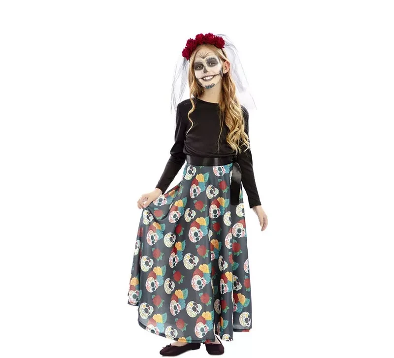 Disfraz de Día de Los Muertos para niña 10-12A