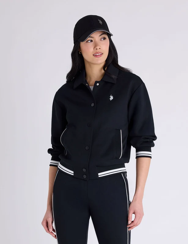 WHITE LABEL COLLAR SNAP BOMBER JACKET Black / XL