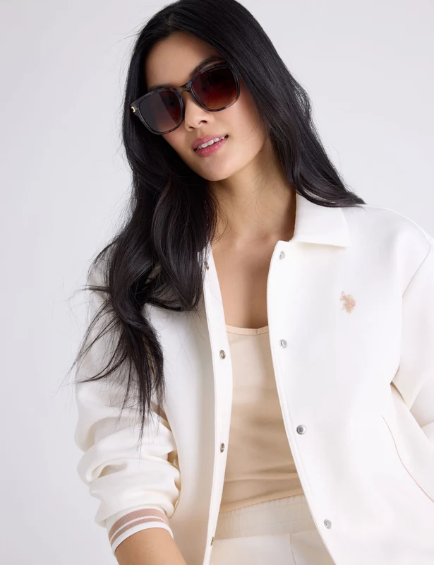 WHITE LABEL COLLAR SNAP BOMBER JACKET EGRET / XL