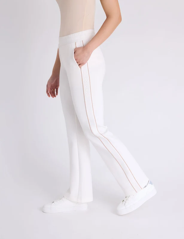 WHITE LABEL SIDE STRIPE STRAIGHT PANT EGRET / XS
