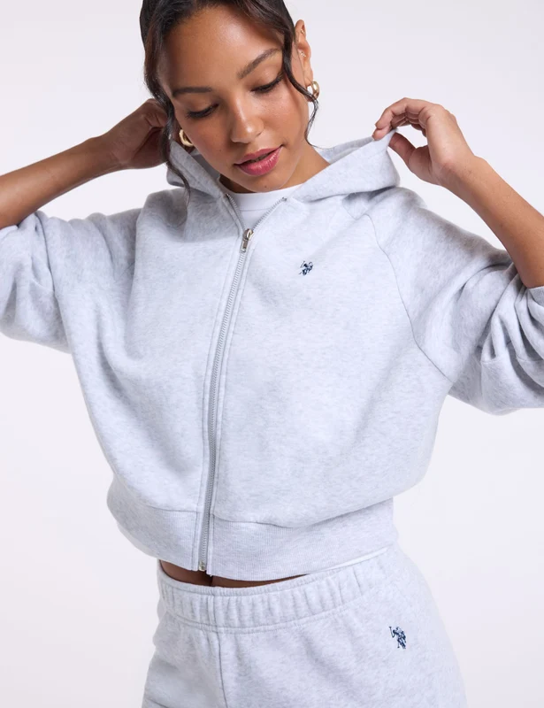 FULL ZIP FLEECE HOODIE HEATHER GRAY / XL