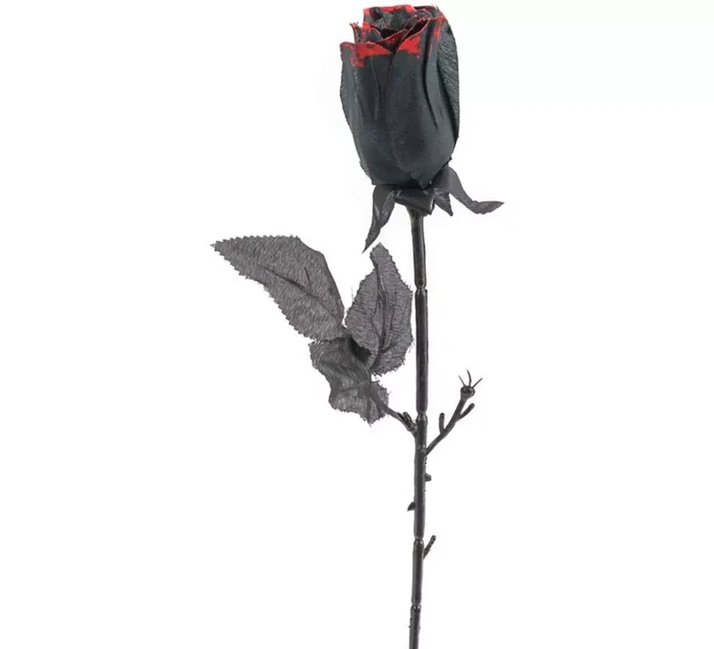 Rosa negra y roja de 46 cm T.Única