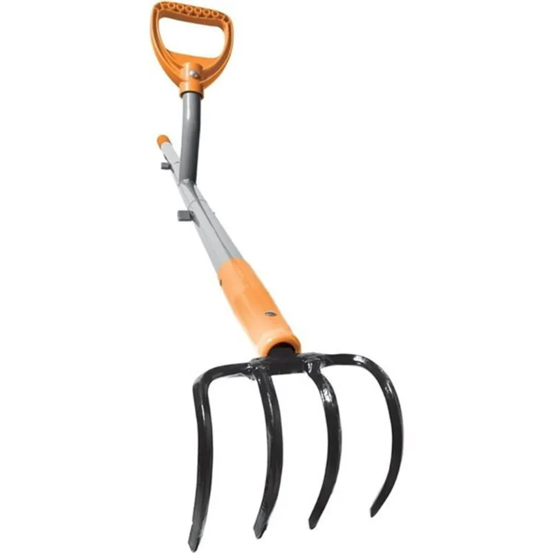 Sun Joe ErgieShovel 4-Tine Cultivator with 54-in Steel Shaft and One-Piece Forged Steel Head