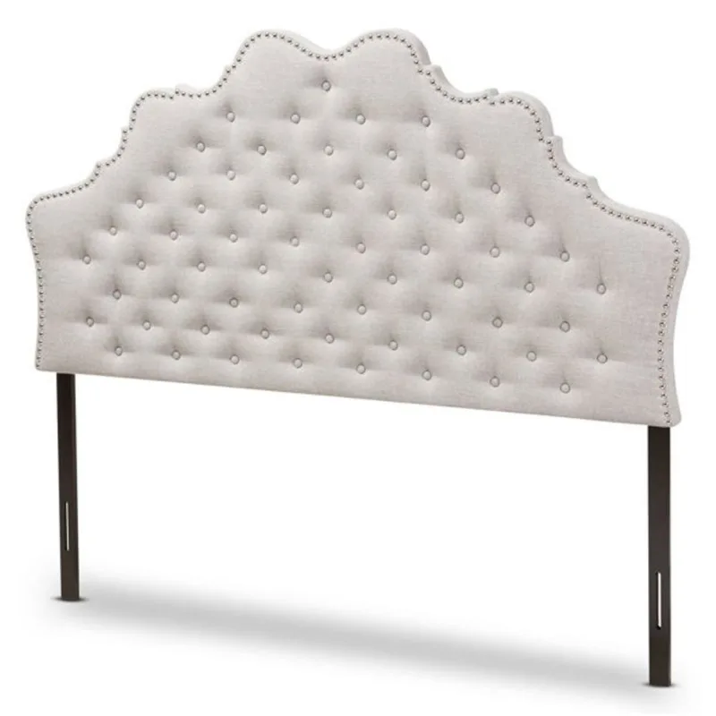 Baxton Studio Hilda King Headboard Upholstered – Greyish Beige
