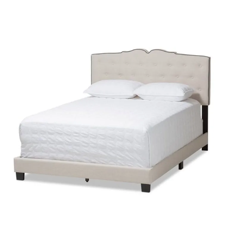Baxton Studio Vivienne Light Beige Fabric Upholstered Bed - King