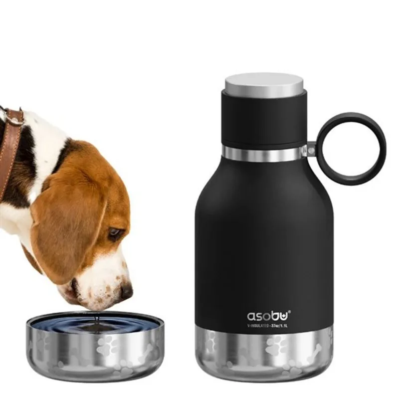 Asobu 34-oz. Dog Stainless Steel Travel Water Bottle and Bowl - Black
