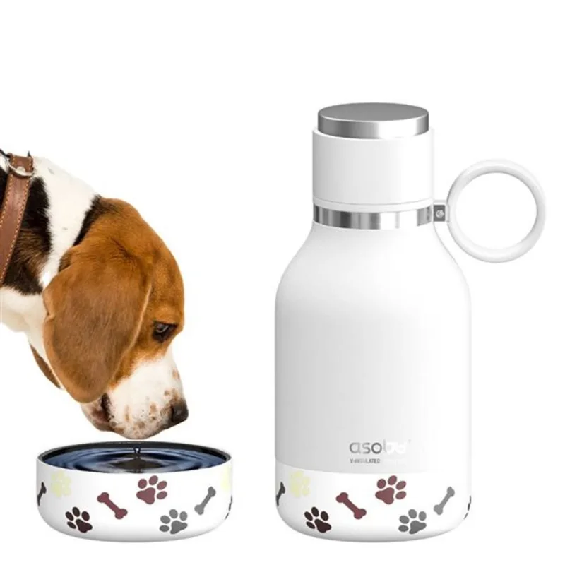 Asobu 34-oz. Dog Stainless Steel Travel Water Bottle and Bowl - White