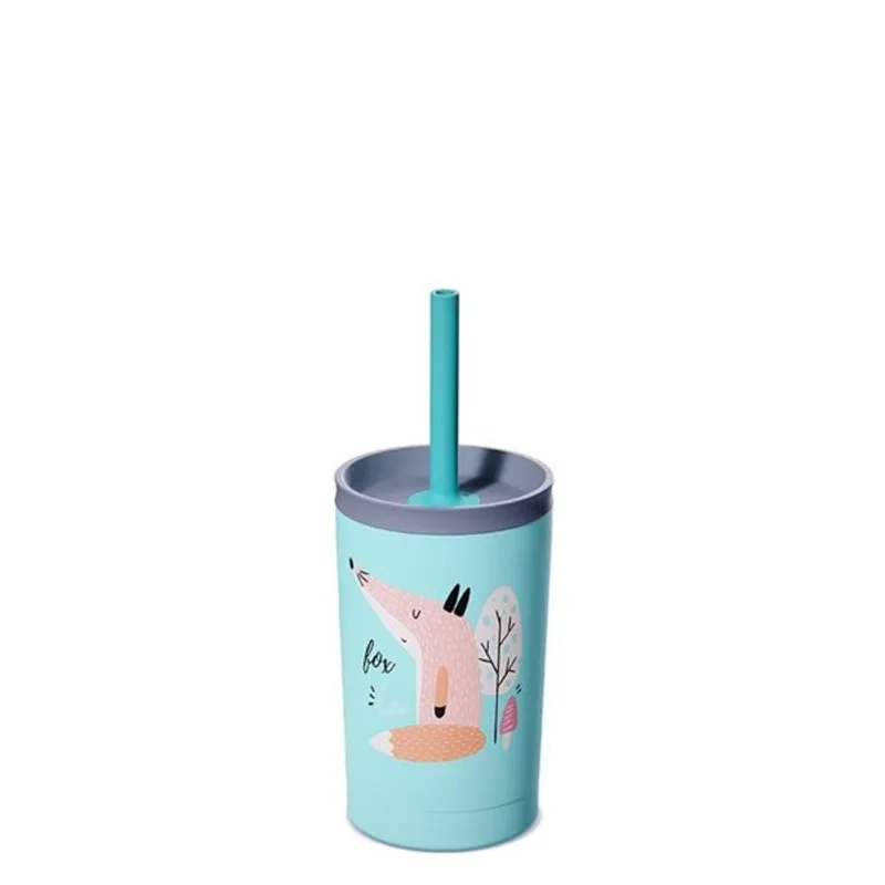 Asobu Kid's Sippy 12-fl Teal Stainless Steel Water Bottle w/ Silicone Straw Lid