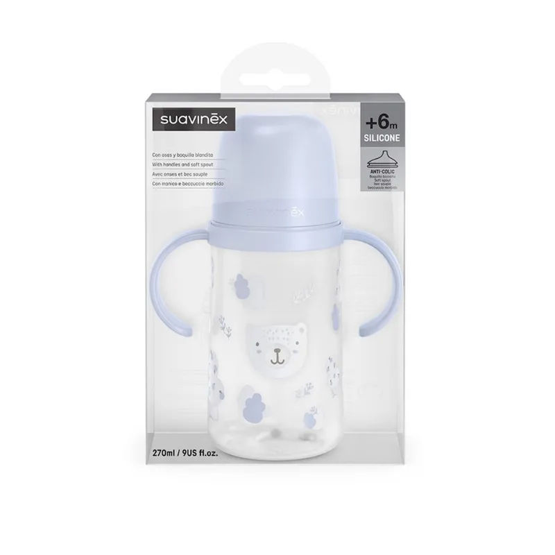 Mamadera Suavinex con Asas Color Azul 270 ml