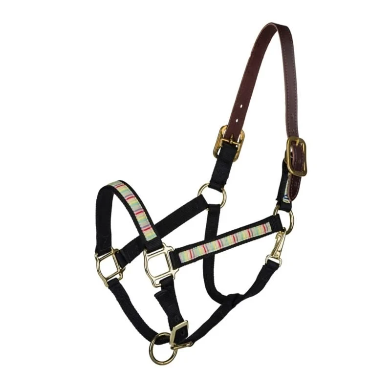 Perris Exclusive Safety Halter Black Stripe / Horse