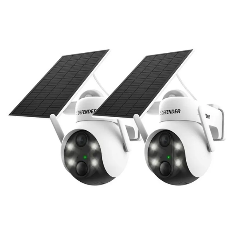Defender Solar Powered 4K/8 MP AI Everwatch PTZ Wireless Outdoor Security Camera 2/Pck