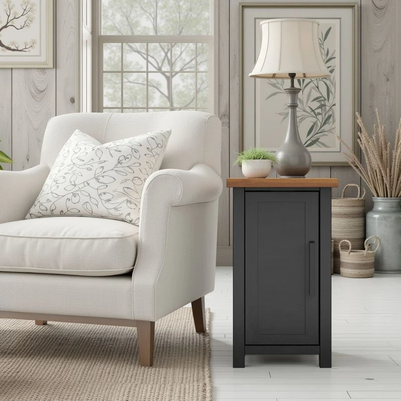 Chairside Table - Black / Whiskey