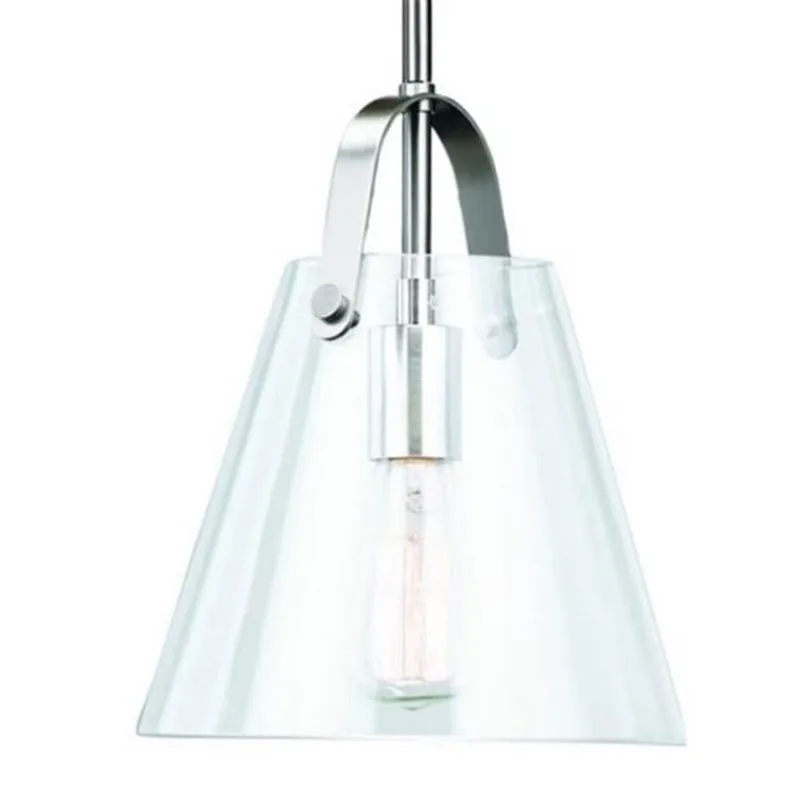 Russell Lighting Cosmo Pendant 1-Light - Brushed Chrome with Clear Glass