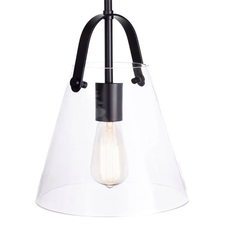 Russell Lighting Cosmo Pendant Light with Clear Glass 9 W X 10.75-in H - Black
