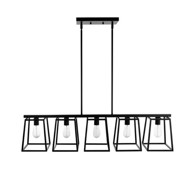Russell Lighting Aitkin Pendant Light with Exposed Bulb Design 42.75 W X 10.25-in H - Black