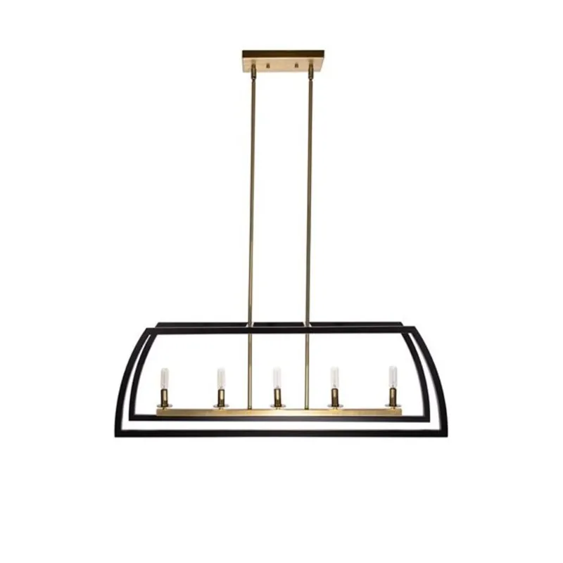 Russell Lighting Segments Pendant Light with Exposed Bulb Design 39 W X 13.5-in H - Black and Soft Gold