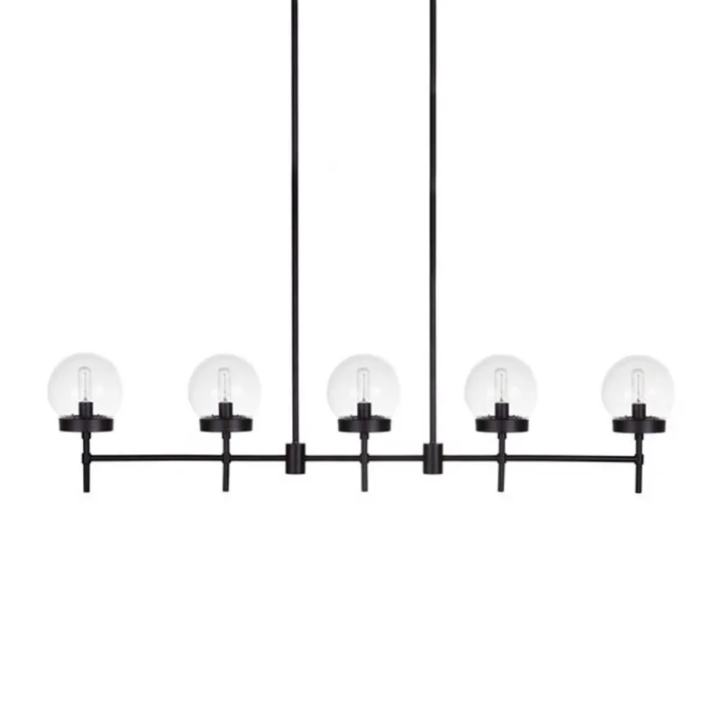 Russell Lighting Liberty Pendant Light with Clear Glass 49 W X 10.75-in H - Black