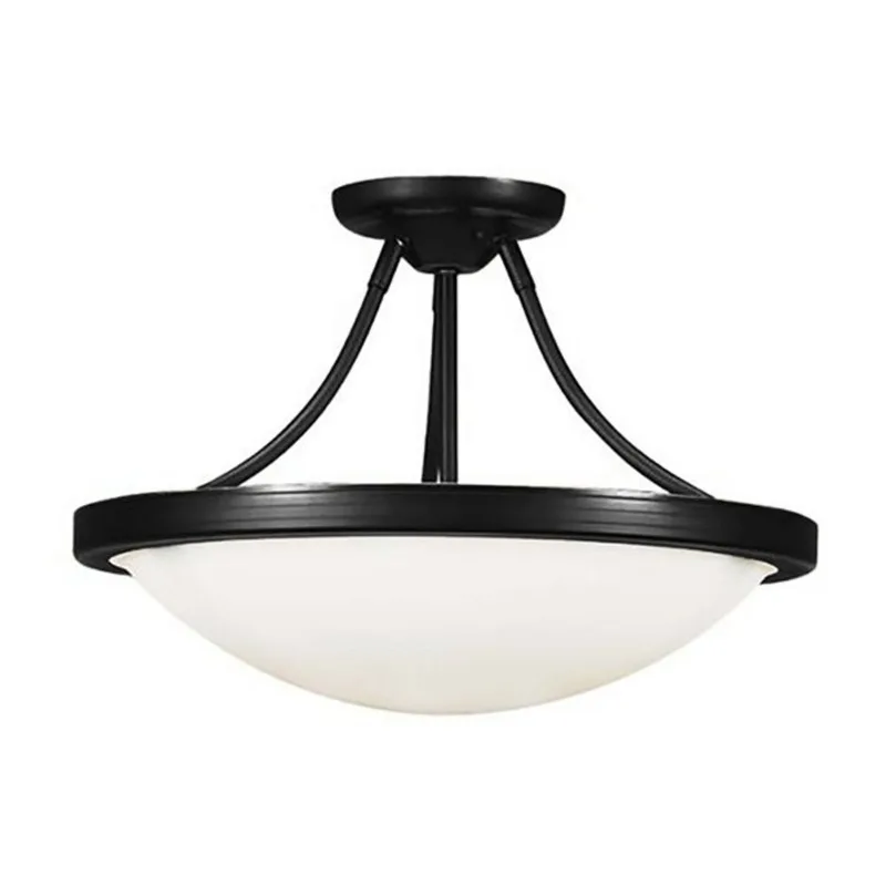 Russell Lighting Monroe Flush Mount Light with Opal Glass 15 W X 9-in H - Black