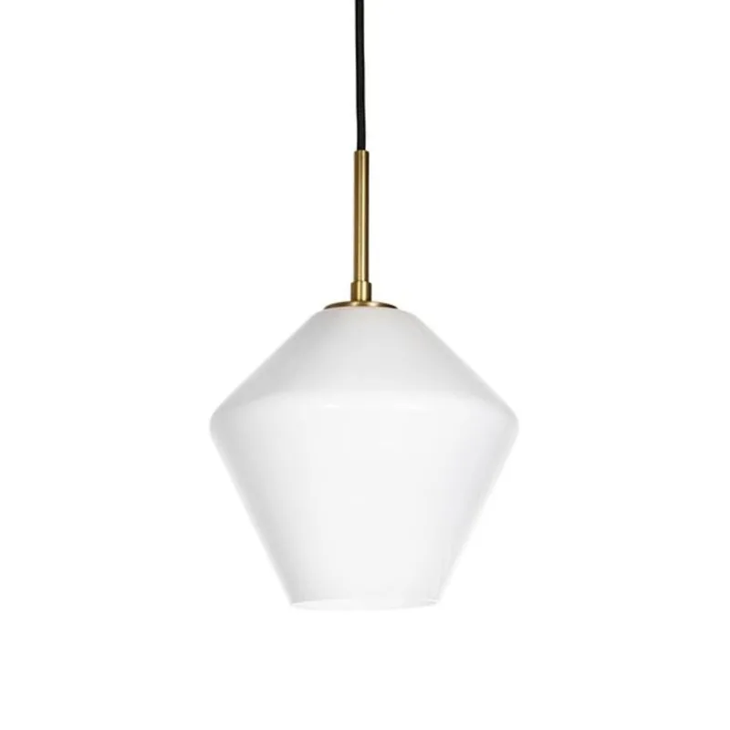 Russell Lighting Gladstone Pendant Light with Milk Glass 9-in - Champaigne Gold