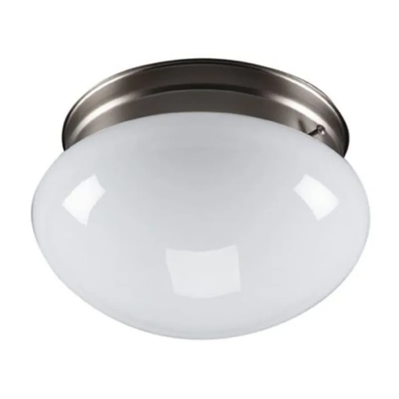 Russell Lighting Mario Flush Mount 10-in - Brushed Chrome with White Glass