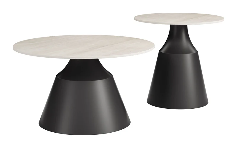 Camella - Coffee Table Set - Light Beige / Black