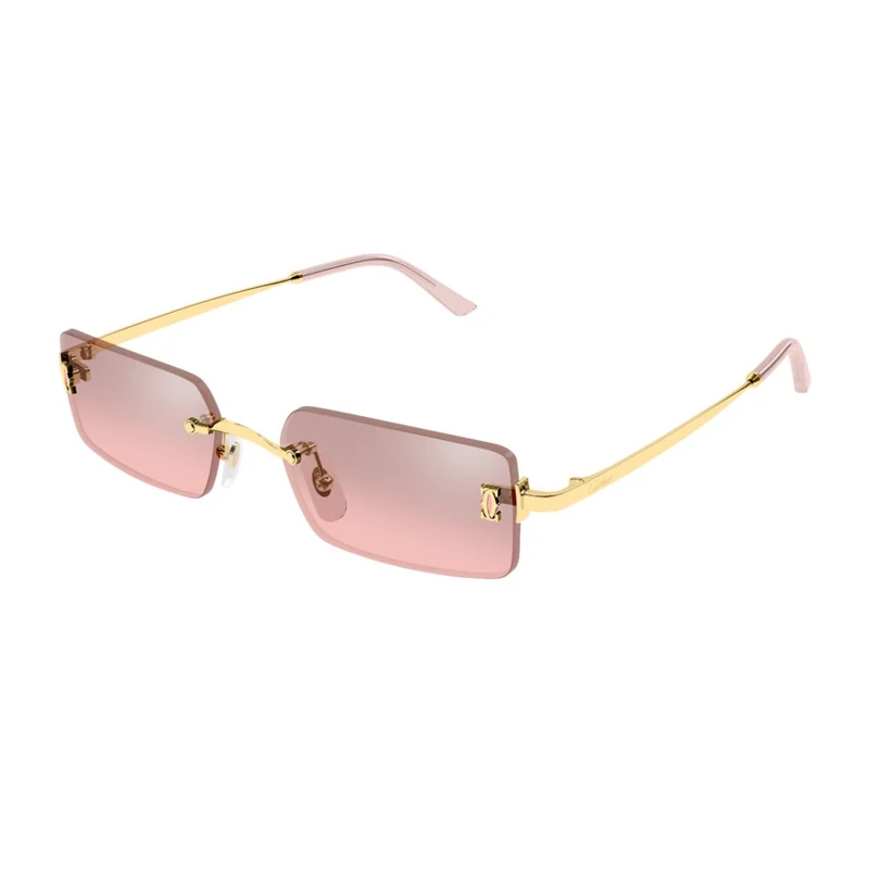 Cartier C De Cartier Rimless Gold Pink Metal Sunglasses One Size
