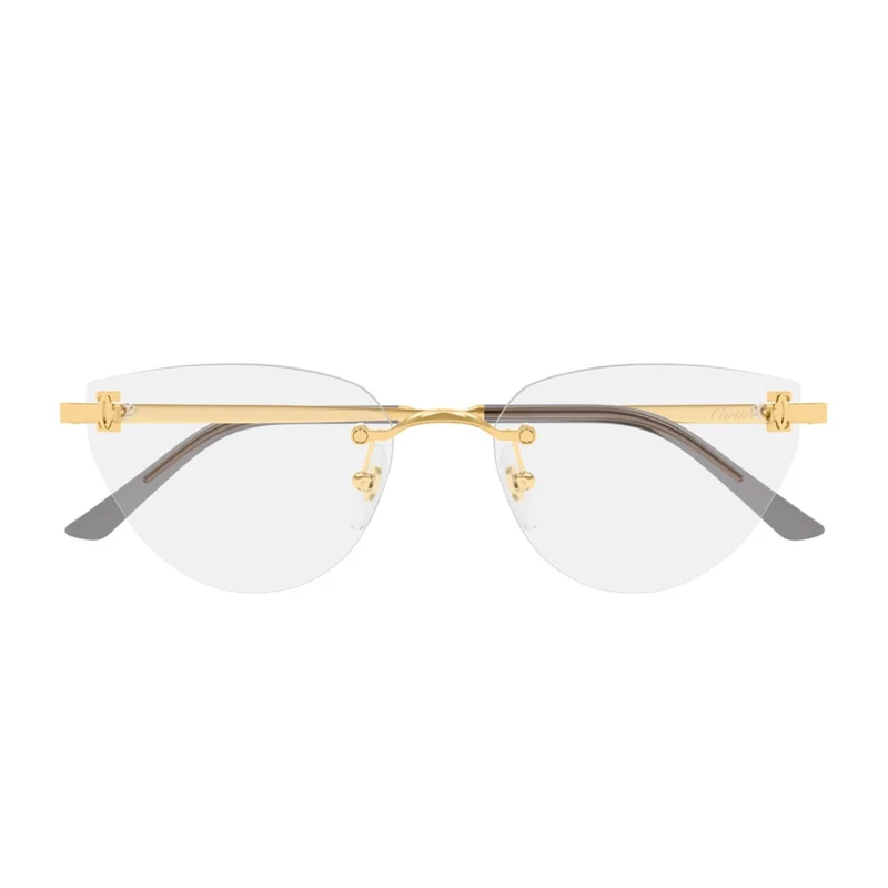 Cartier Gold Metal Rimless Eyeglasses With Transparent Lenses One Size