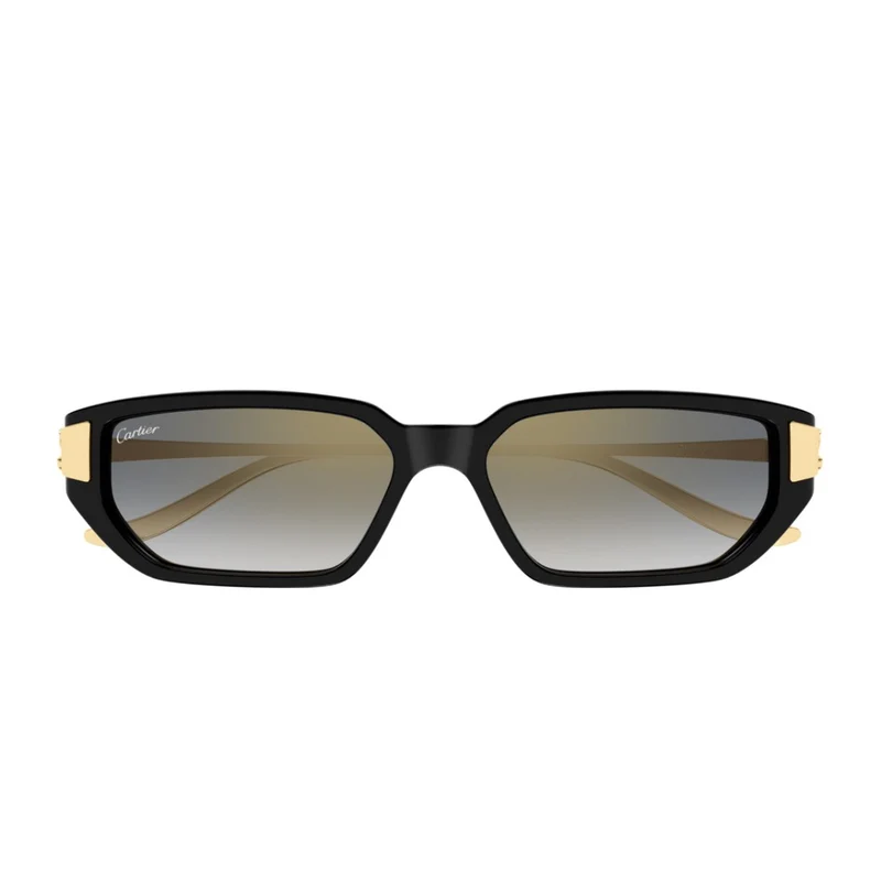 Cartier Rectangular Frame Sunglasses In Black Gold Grey Acetate One Size