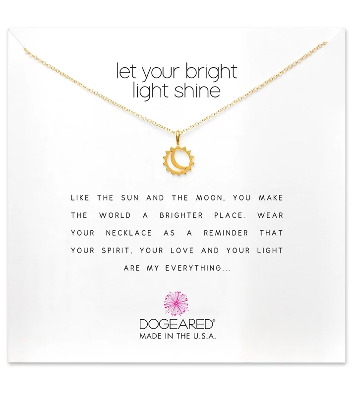 Dogeared Let Your Bright Light Shine, Sun and Moon Necklace Gold