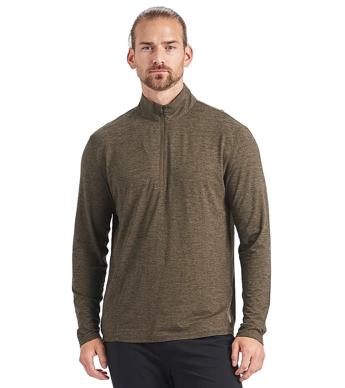 Vuori Men's Ease Performance Yoga 1/2 Zip Evergreen Heather / XL